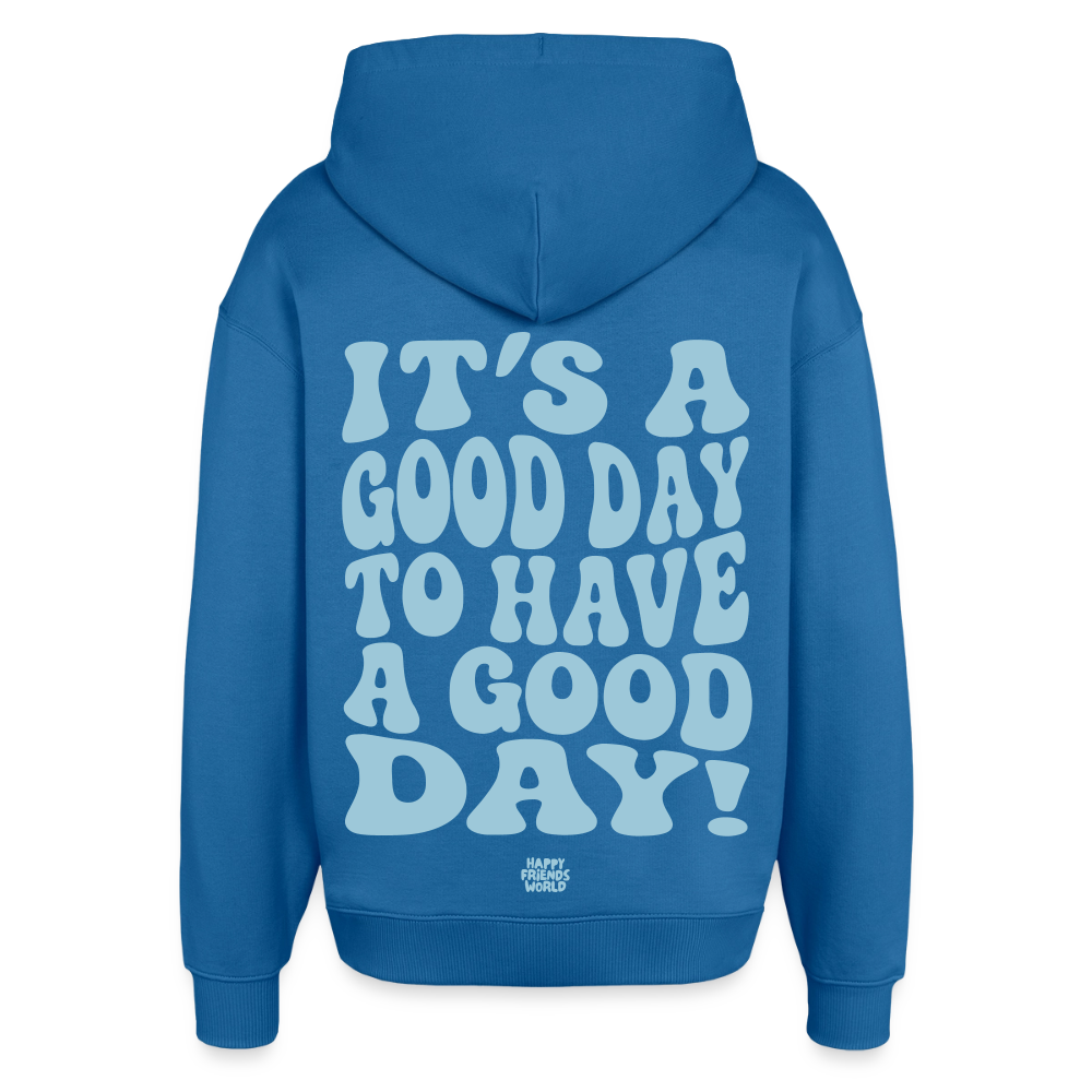 OVERSIZED Bio-Hoodie Unisex GOOD DAY - Achtsames Blau