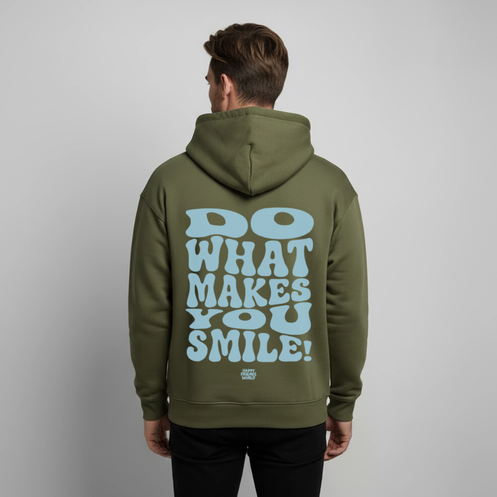 OVERSIZED Unisex Bio-Hoodie SMILE - Khaki
