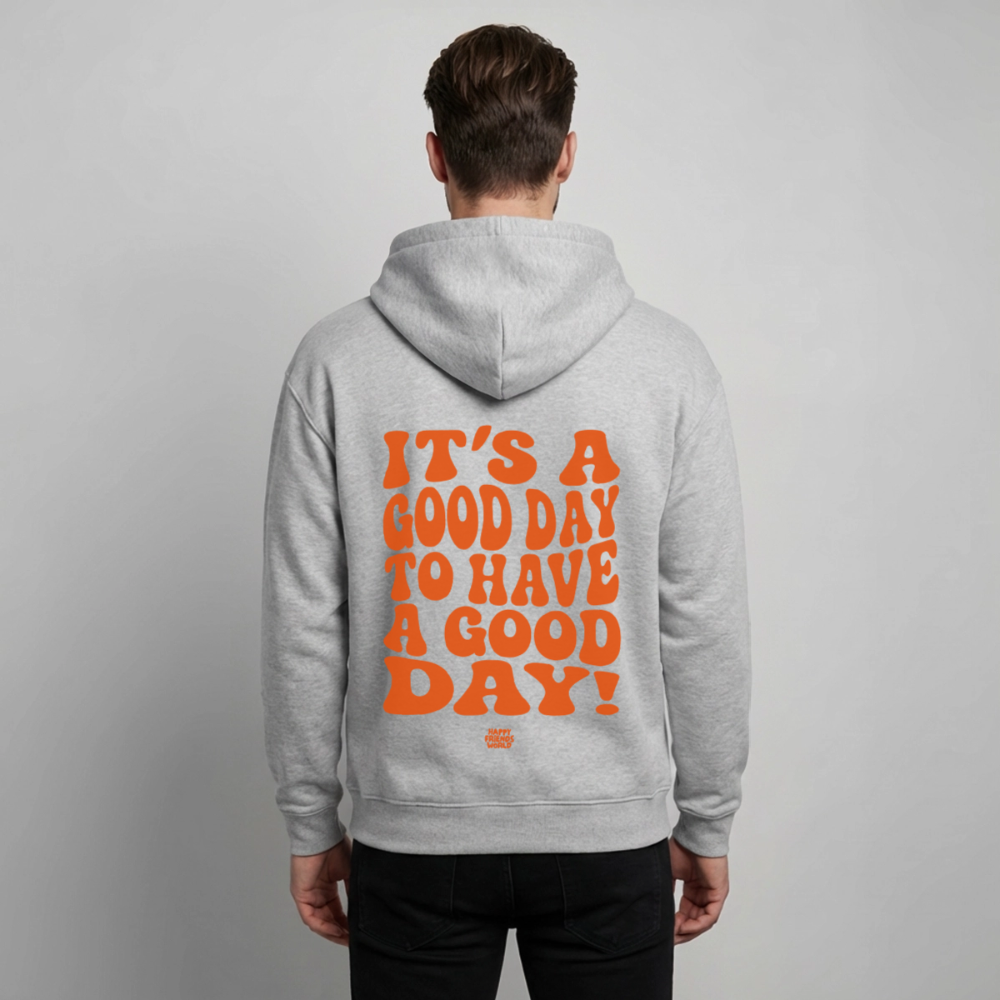 OVERSIZED Unisex Bio-Hoodie GOOD DAY - Grau meliert