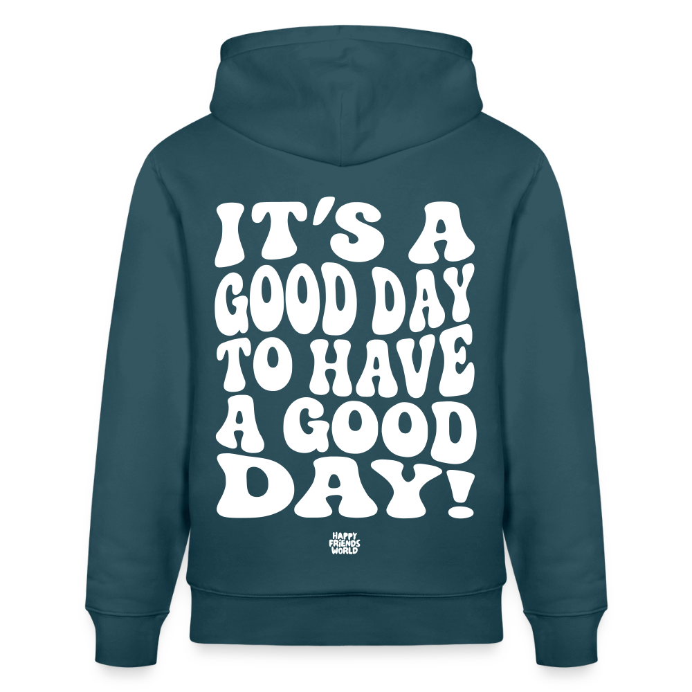 PREMIUM Unisex Bio-Hoodie GOOD DAY - Dunkles Petrol