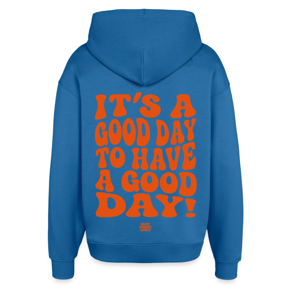 OVERSIZED Unisex Bio-Hoodie GOOD DAY - Achtsames Blau