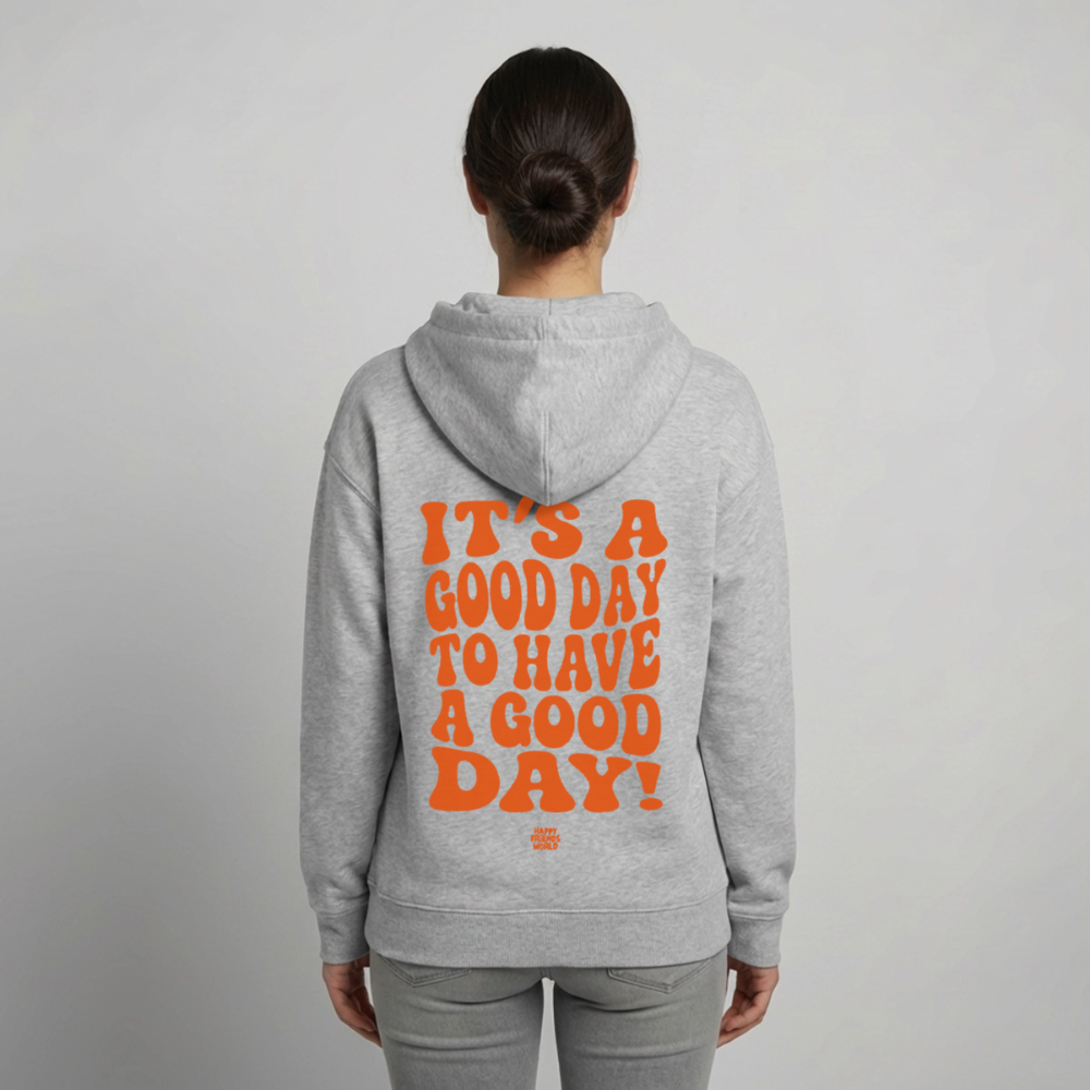 OVERSIZED Unisex Bio-Hoodie GOOD DAY - Grau meliert