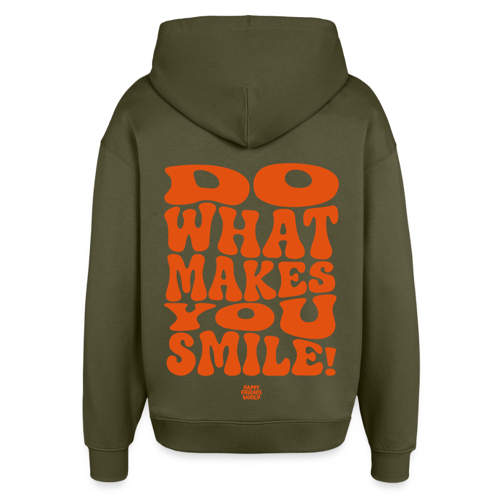 OVERSIZED Unisex Bio-Hoodie SMILE - Khaki