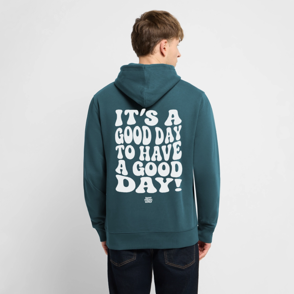 PREMIUM Unisex Bio-Hoodie GOOD DAY - Dunkles Petrol