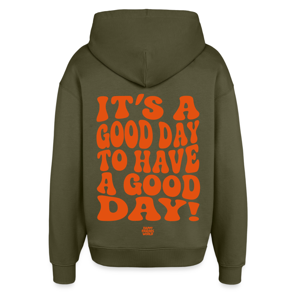 OVERSIZED Unisex Bio-Hoodie GOOD DAY - Khaki