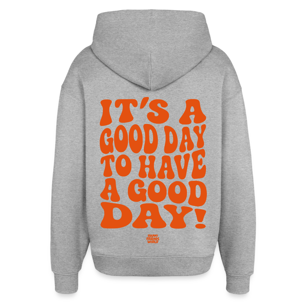 OVERSIZED Unisex Bio-Hoodie GOOD DAY - Grau meliert