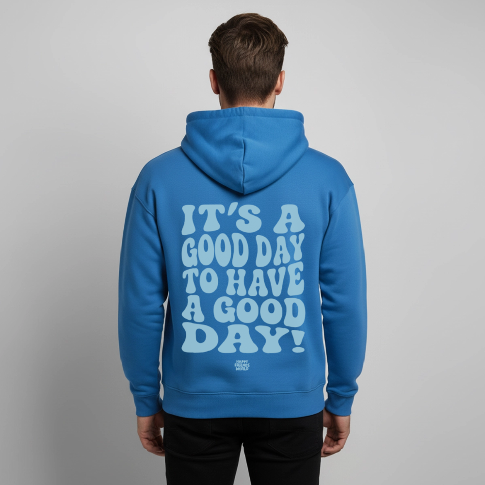 OVERSIZED Bio-Hoodie Unisex GOOD DAY - Achtsames Blau