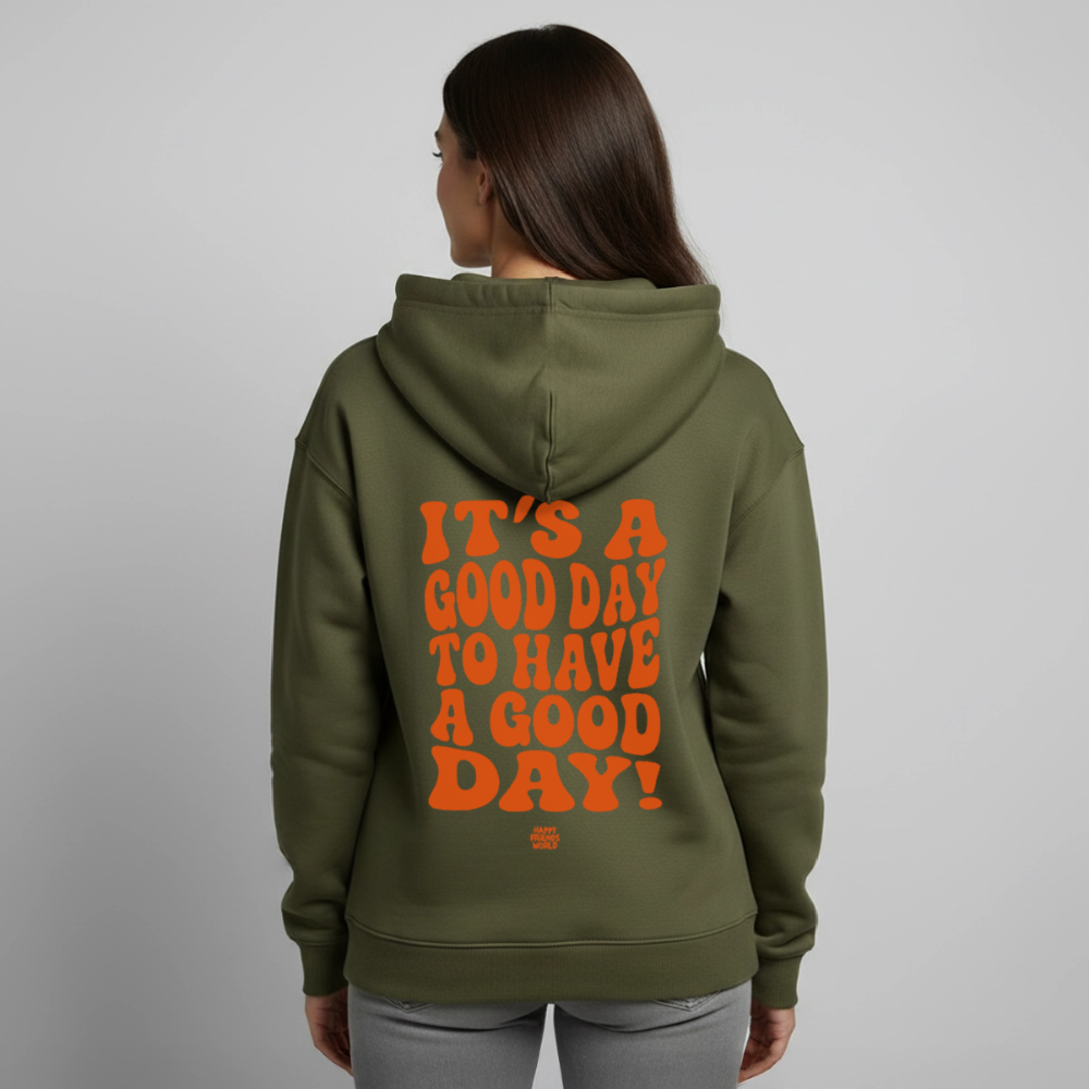 OVERSIZED Unisex Bio-Hoodie GOOD DAY - Khaki